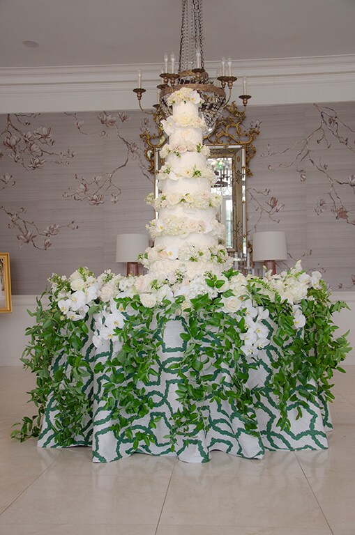 Wedding Cake with White Flowers